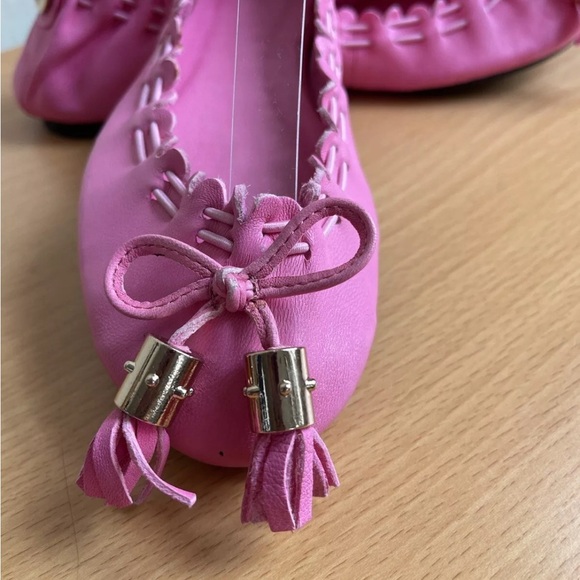 TORY BURCH REESE TASSEL LEATHER BALLET FLATS PINK NEW SIZE 5/36 - Picture 4 of 12